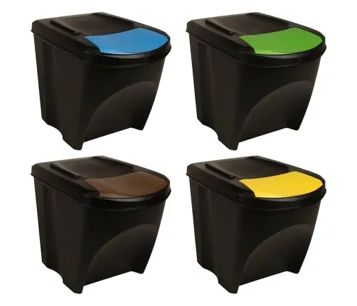 Virnastatavad Prügikastid, 4 Tk, Antratsiithall, 100 L