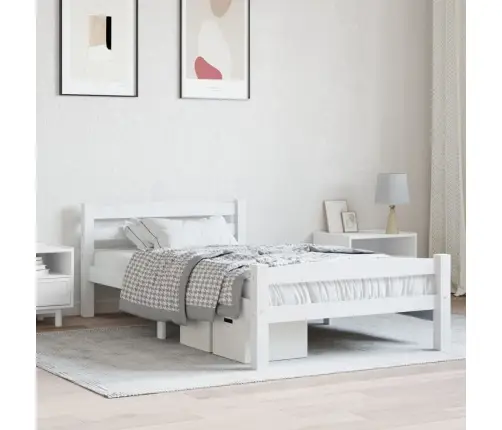 Gultas Rāmis, Balts, Priedes Masīvkoks, 100X200 Cm Vidaxl