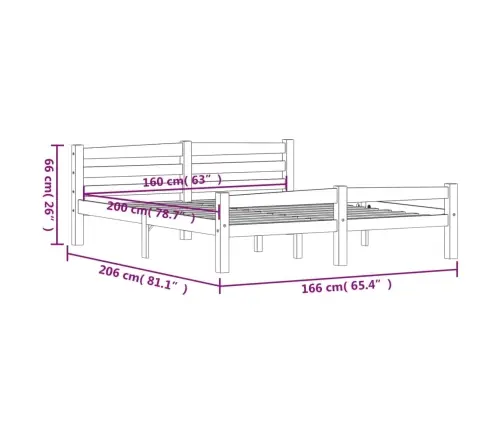 Lovos Rėmas, Baltas, 160X200cm Pušies Medienos Masyvas