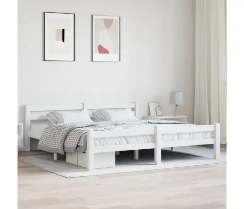 Gultas Rāmis, Balts, Priedes Masīvkoks, 180X200 Cm Vidaxl