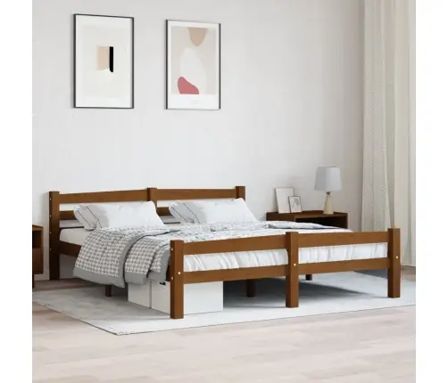 Gultas Rāmis, Medus Brūns, Priedes Masīvkoks, 160X200 Cm Vidaxl