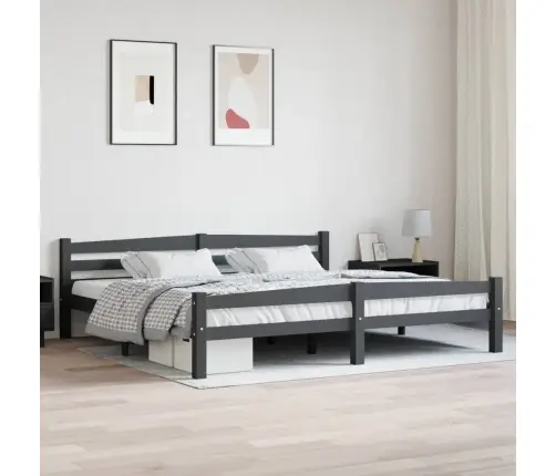 Voodiraam, Tumehall, Tugevast Männipuidust, 200 X 200 Cm