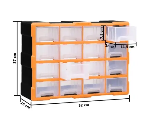 Stelažas Su 16 Vidutinio Dydžio Stalčių, 52X16X37Cm