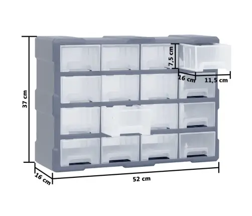 Stelažas Su 16 Vidutinio Dydžio Stalčių, 52X16X37Cm