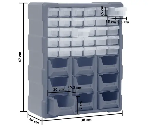 Stelažas Su 39 Stalčiais, 38X16X47Cm