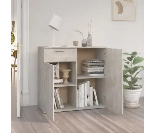 Kumode, Betonpelēka, 80X36X75 Cm, Inženierijas Koks Vidaxl