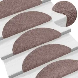 Kāpņu Paklājiņi, Pašlīmējoši, 5 Gab., 56X17X3 Cm, Gaiši Brūns, Pusapaļi Vidaxl