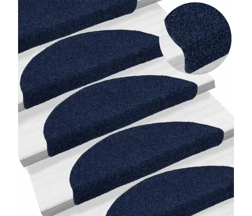 Kāpņu Paklājiņi, Pašlīmējoši, 10 Gab., 56X17X3 Cm, Tumši Zili, Pusapaļi Vidaxl