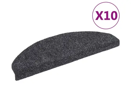 Kāpņu Paklājiņi, Pašlīmējoši, 10 Gab., 65X21X4 Cm, Tumši Pelēki, Pusapaļi, Lieli Vidaxl