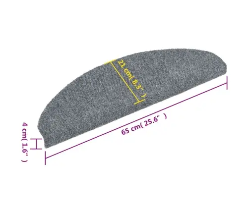 Kāpņu Paklājiņi, Pašlīmējoši, 5 Gab., 65X21X4 Cm, Gaiši Pelēki, Pusapaļi, Lieli Vidaxl