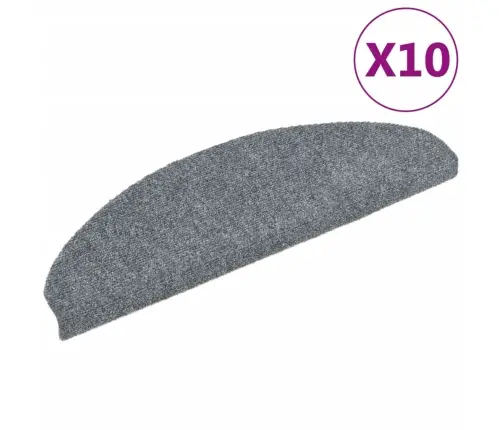 Kāpņu Paklājiņi, Pašlīmējoši, 10 Gab., 65X21X4 Cm, Gaiši Pelēki, Pusapaļi, Lieli Vidaxl