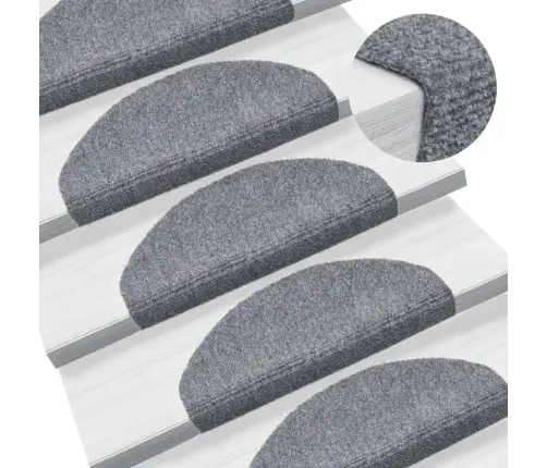 Kāpņu Paklājiņi, Pašlīmējoši, 10 Gab., 65X21X4 Cm, Gaiši Pelēki, Pusapaļi, Lieli Vidaxl