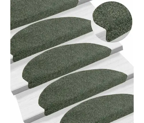 Kāpņu Paklājiņi, Pašlīmējoši, 10 Gab., 65X21X4 Cm, Zaļi, Pusapaļi, Lieli Vidaxl