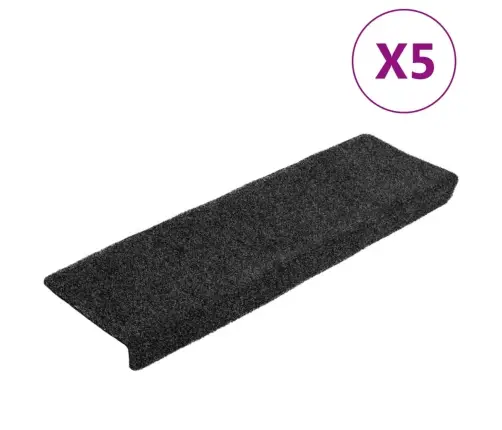 Kāpņu Paklājiņi, Pašlīmējoši, 5 Gab., 65X21X4 Cm, Pelēki, Taisnstūrveida Mala Vidaxl