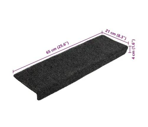 Kāpņu Paklājiņi, Pašlīmējoši, 5 Gab., 65X21X4 Cm, Pelēki, Taisnstūrveida Mala Vidaxl