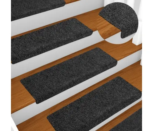 Kāpņu Paklājiņi, Pašlīmējoši, 5 Gab., 65X21X4 Cm, Pelēki, Taisnstūrveida Mala Vidaxl