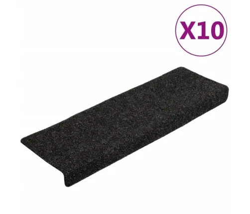 Laiptų Kilimėliai, Lipnūs, 10 Vnt., 65X21X4 cm Juodi, Stačiakampiai Kraštai