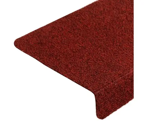 Kāpņu Paklājiņi, Pašlīmējoši, 10 Gab., 65X21X4 Cm, Bordo Sarkani, Taisnstūrveida Malas Vidaxl