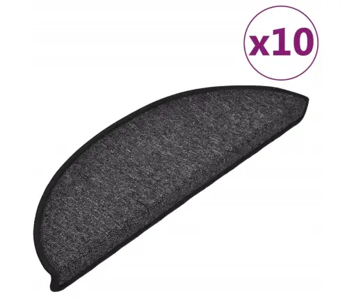 Kāpņu Paklājiņi, 10 Gab., 56X17X3 Cm, Antracīta Krāsas, Pusapaļi Vidaxl