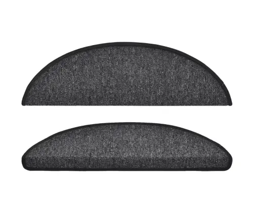 Kāpņu Paklājiņi, 10 Gab., 56X17X3 Cm, Antracīta Krāsas, Pusapaļi Vidaxl