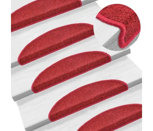 Kāpņu Paklājiņi, 10 Gab., 56X17X3 Cm, Bordo Krāsas, Pusapaļi Vidaxl