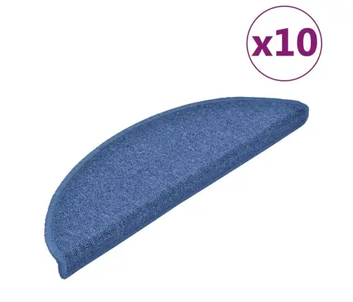 Kāpņu Paklājiņi, 10 Gab., 56X17X3 Cm, Zili, Pusapaļi Vidaxl