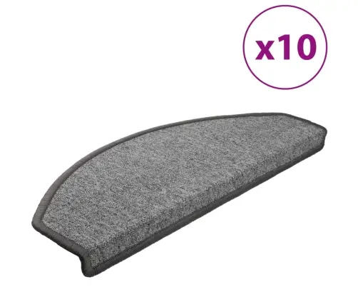 Kāpņu Paklājiņi, 10 Gab., 65X24X4 Cm, Tumši Pelēki, Pusapaļi, Lieli Vidaxl