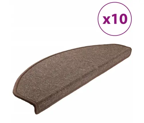 Kāpņu Paklājiņi, 10 Gab., 65X24X4 Cm, Kafijas Brūni, Pusapaļi, Lieli Vidaxl