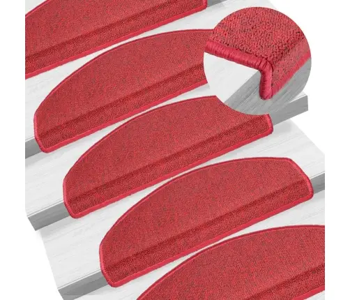 Kāpņu Paklājiņi, 10 Gab., 65X24X4 Cm, Bordo Krāsas, Pusapaļi, Lieli Vidaxl