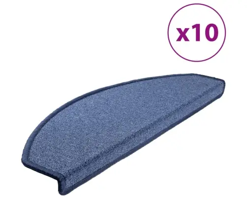 Kāpņu Paklājiņi, 10 Gab., 65X24X4 Cm, Zili, Pusapaļi, Lieli Vidaxl