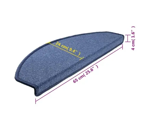Kāpņu Paklājiņi, 10 Gab., 65X24X4 Cm, Zili, Pusapaļi, Lieli Vidaxl