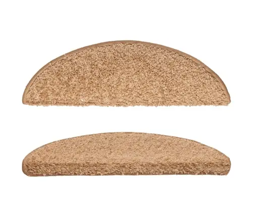 Laiptų Kilimėliai, 10 Vnt., 56X17X3 cm Smėlio Spalvos, Pusapvaliai