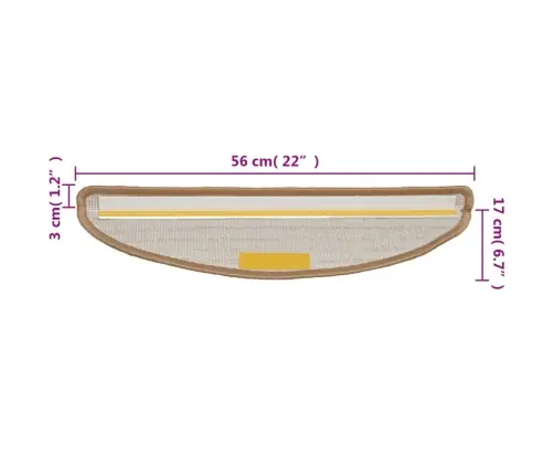 Laiptų Kilimėliai, 10 Vnt., 56X17X3 cm Smėlio Spalvos, Pusapvaliai