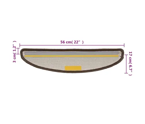 Kāpņu Paklājiņi, 10 Gab., 56X17X3 Cm, Brūni, Pusapaļi Vidaxl