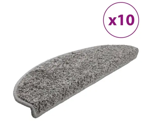 Laiptų Kilimėliai, 10 Vnt., Pilki, 65X21X4 cm Dideli, Pusapvaliai Laiptų Kilimėliai, 10 Vnt., Pilki, 65X21X4 cm Dideli, Pusapvaliai