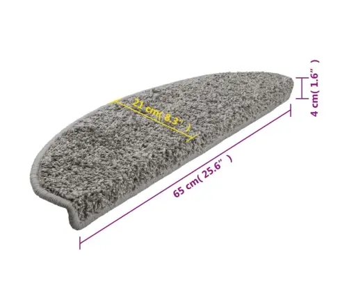 Laiptų Kilimėliai, 10 Vnt., Pilki, 65X21X4 cm Dideli, Pusapvaliai Laiptų Kilimėliai, 10 Vnt., Pilki, 65X21X4 cm Dideli, Pusapvaliai