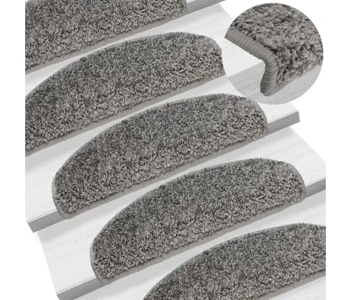 Laiptų Kilimėliai, 10 Vnt., Pilki, 65X21X4 cm Dideli, Pusapvaliai Laiptų Kilimėliai, 10 Vnt., Pilki, 65X21X4 cm Dideli, Pusapvaliai