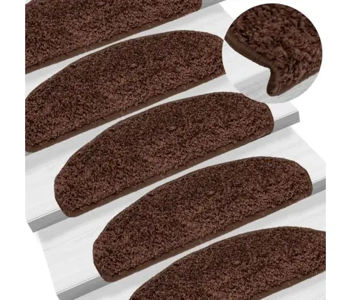 Laiptų Kilimėliai, 10 Vnt., 65X21X4 cm Rudi, Pusapvaliai, Dideli