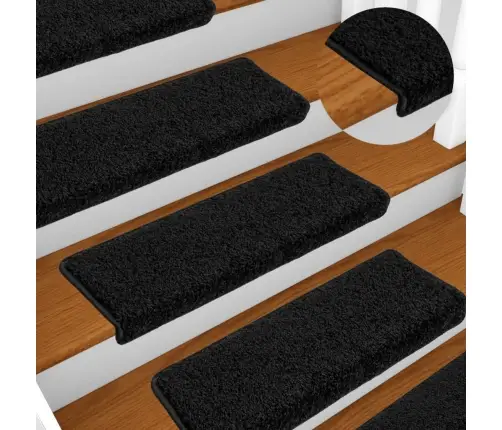 Kāpņu Paklājiņi, 10 Gab., 65X21X4 Cm, Melni, Taisnstūrveida Mala Vidaxl