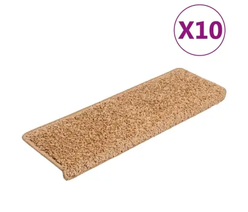 Kāpņu Paklājiņi, 10 Gab., 65X21X4 Cm, Bēši, Taisnstūrveida Mala Vidaxl
