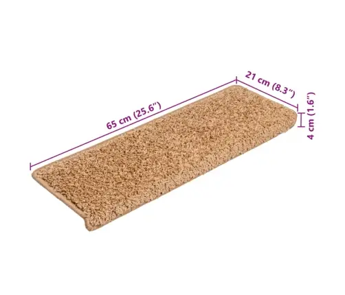 Kāpņu Paklājiņi, 10 Gab., 65X21X4 Cm, Bēši, Taisnstūrveida Mala Vidaxl