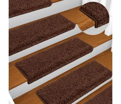 Laiptų Kilimėliai, 10 Vnt., 65X21X4 cm Rudi, Stačiakampiai Kraštai
