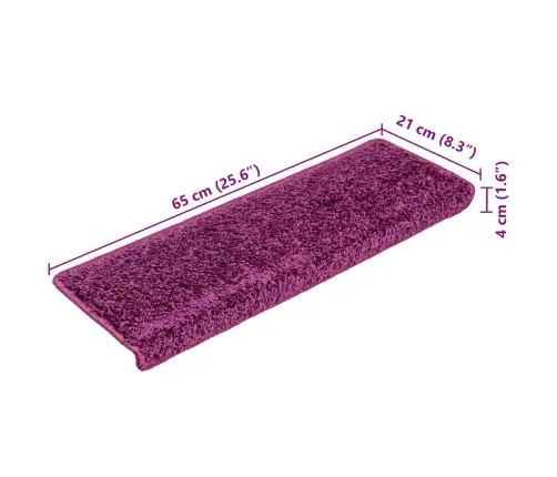 Kāpņu Paklājiņi, 10 Gab., 65X21X4 Cm, Violeti, Taisnstūrveida Mala Vidaxl