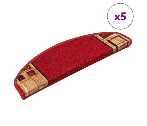 Kāpņu Paklāji, 5 Gab., Pašlīmējoši, 65X21X4 Cm, Sarkani Vidaxl
