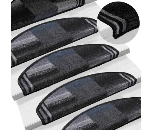Lipnūs Laiptų Kilimėliai, 5Vnt., Juodi Ir Pilki, 65X21X4Cm
