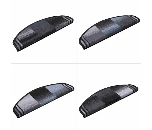 Kāpņu Paklāji, 10 Gab., Pašlīmējoši, 65X21X4 Cm Melni Ar Pelēku Vidaxl