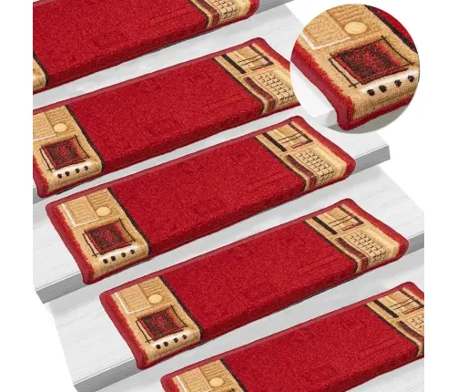 Kāpņu Paklāji, 10 Gab., Pašlīmējoši, 65X21X4 Cm, Sarkani Vidaxl