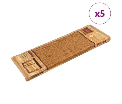 Kāpņu Paklāji, 5 Gab., Pašlīmējoši, 65X21X4 Cm, Bēši Vidaxl