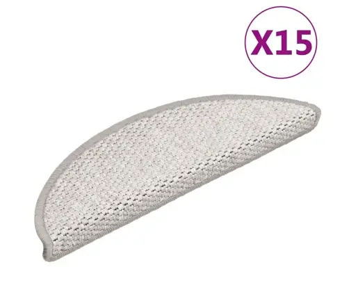 Lipnūs Laiptų Kilimėliai, 15Vnt., Platinos Spalvos, 56X17X3Cm