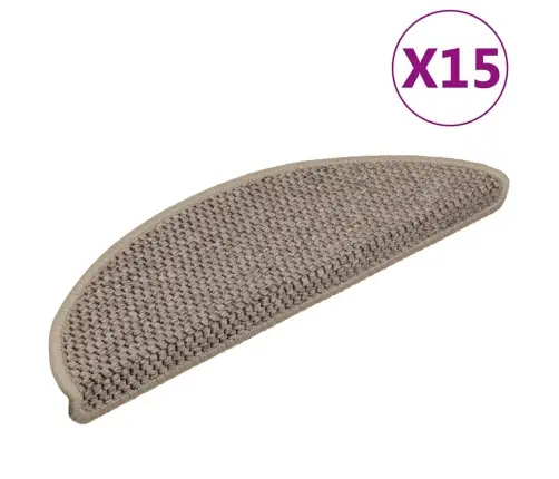 Lipnūs Laiptų Kilimėliai, 15Vnt., Tamsios Smėlio, 56X17X3Cm